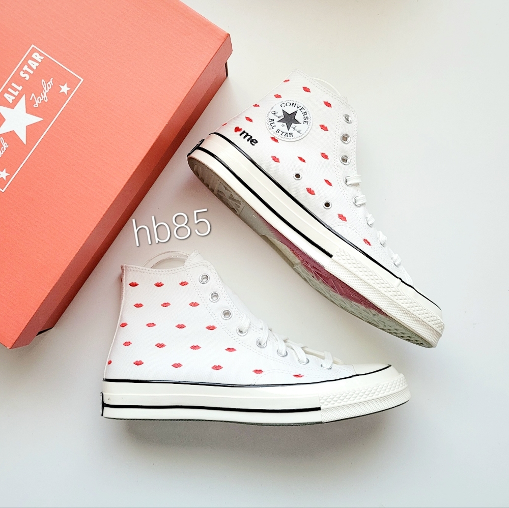 Converse Chuck 70 Hi "Love Me" Vintage White University Red  Women's 11.5